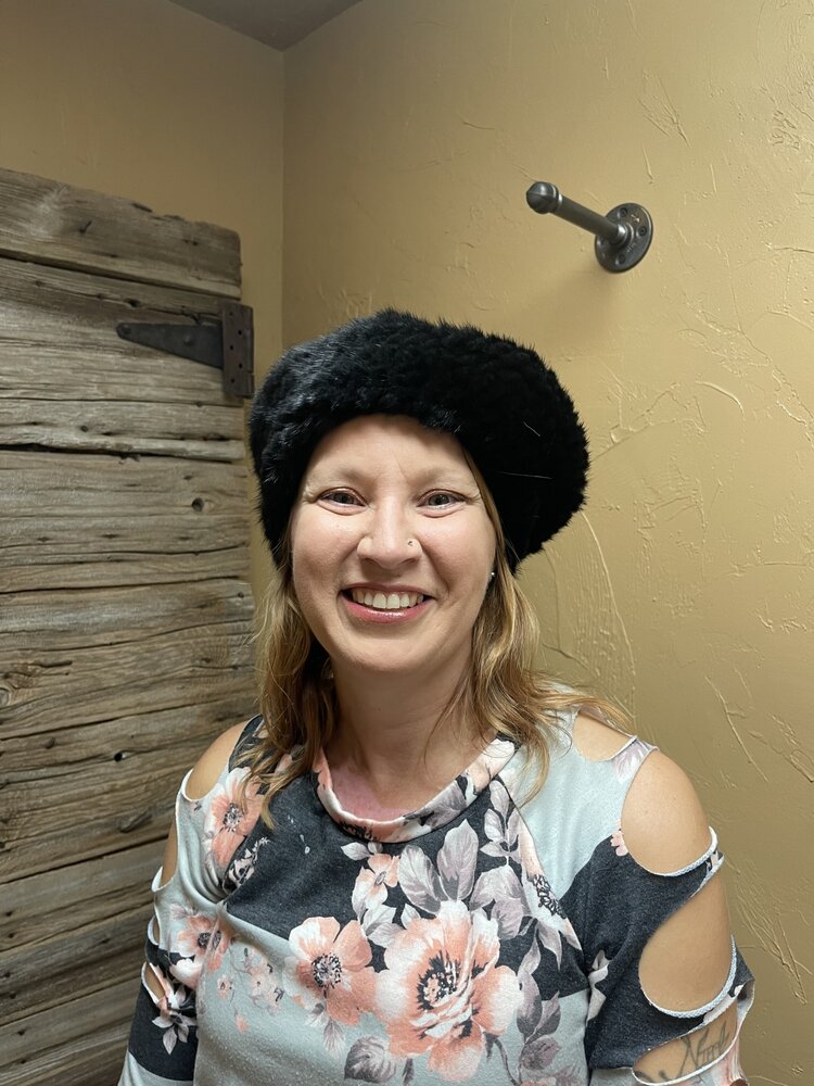 Black Knitted Mink Beret, O/S