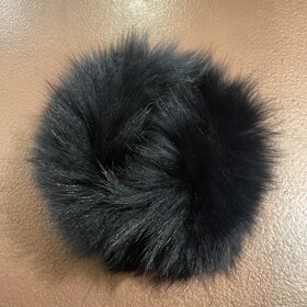 Black Knitted Fox Fur Headband, O/S