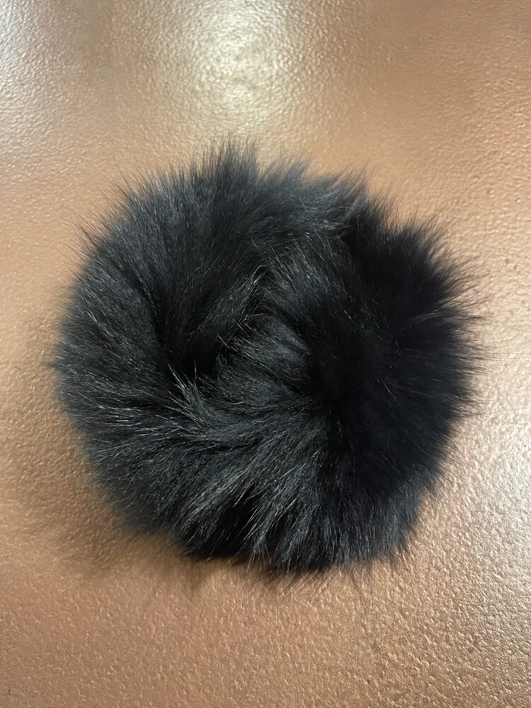 Black Knitted Fox Fur Headband, O/S