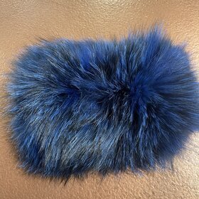 Blue Knitted Fox Fur Headband, O/S