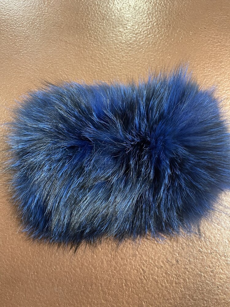 Blue Knitted Fox Fur Headband, O/S