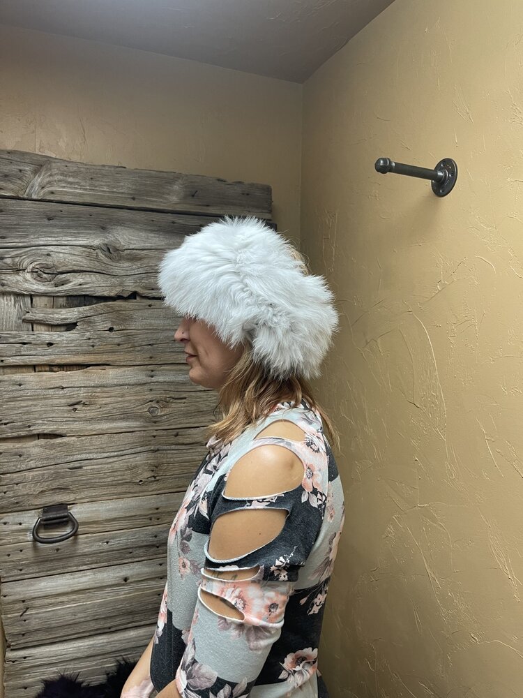 Silver Gray Knitted Fox Fur Headband, O/S