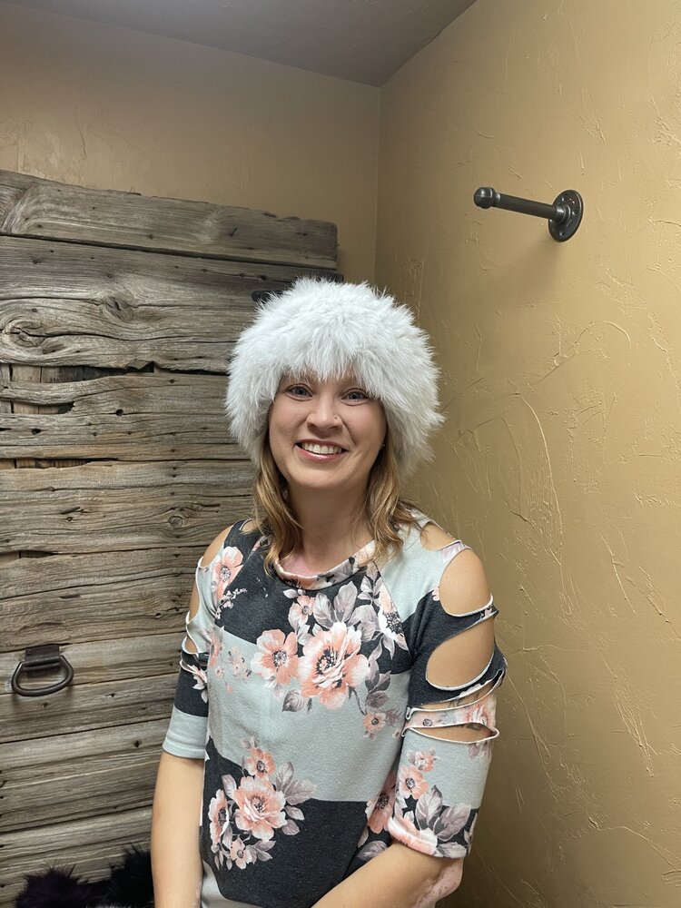 Silver Gray Knitted Fox Fur Headband, O/S