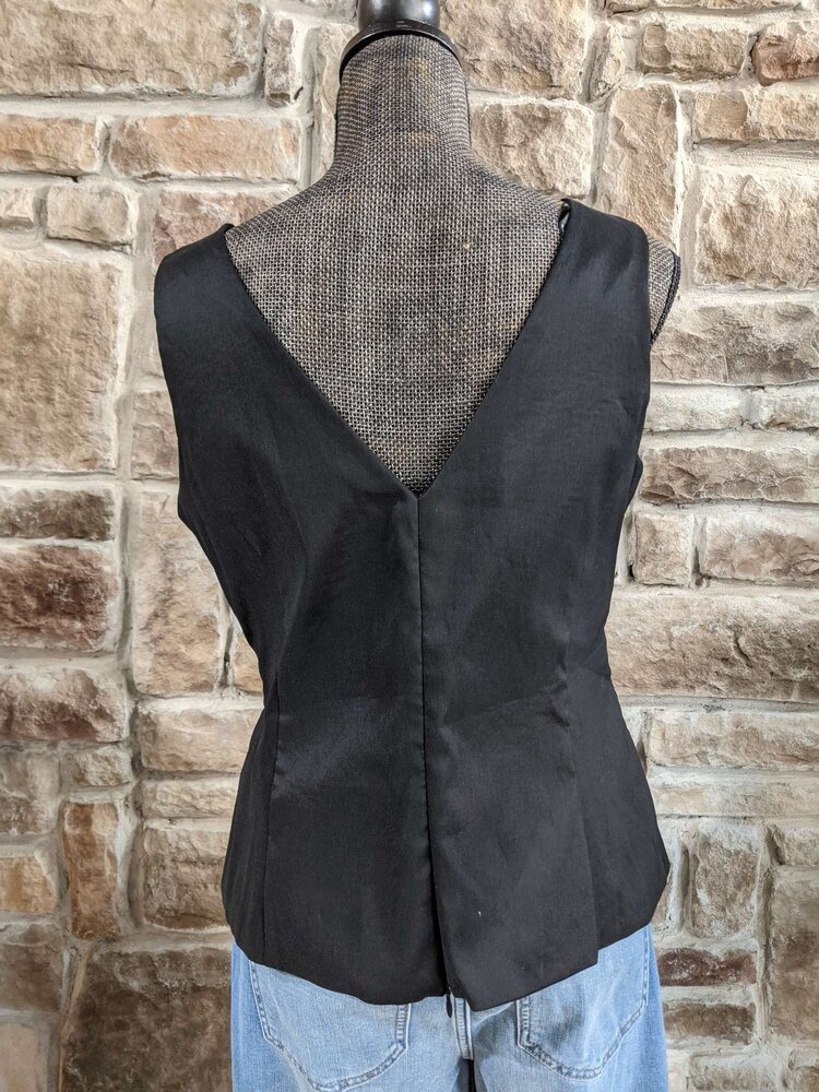 Cachet Black Sleeveless Pleated Dress Top, Size 12P