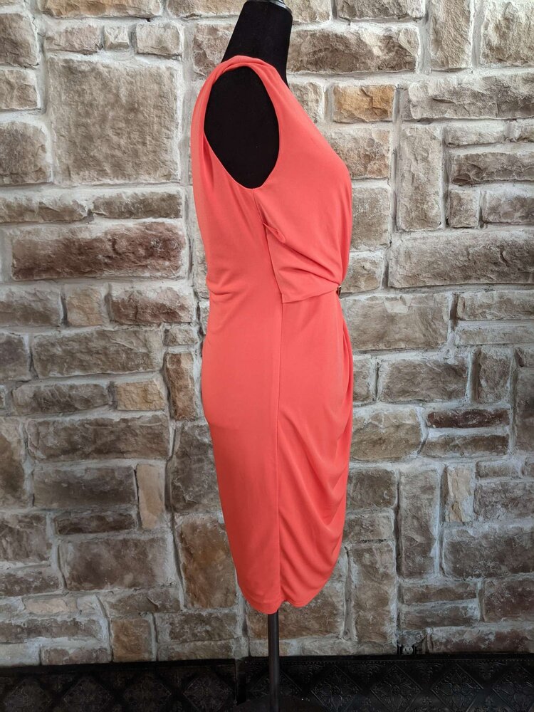 Caché Orange Sleeveless Mock Wrap Dress, Size 8
