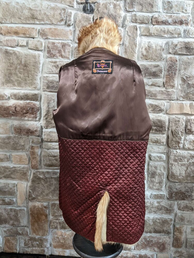 Cognac Golden Raccoon Coat, Size L