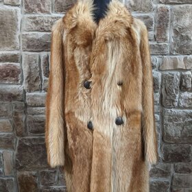 Cognac Golden Raccoon Coat, Size L