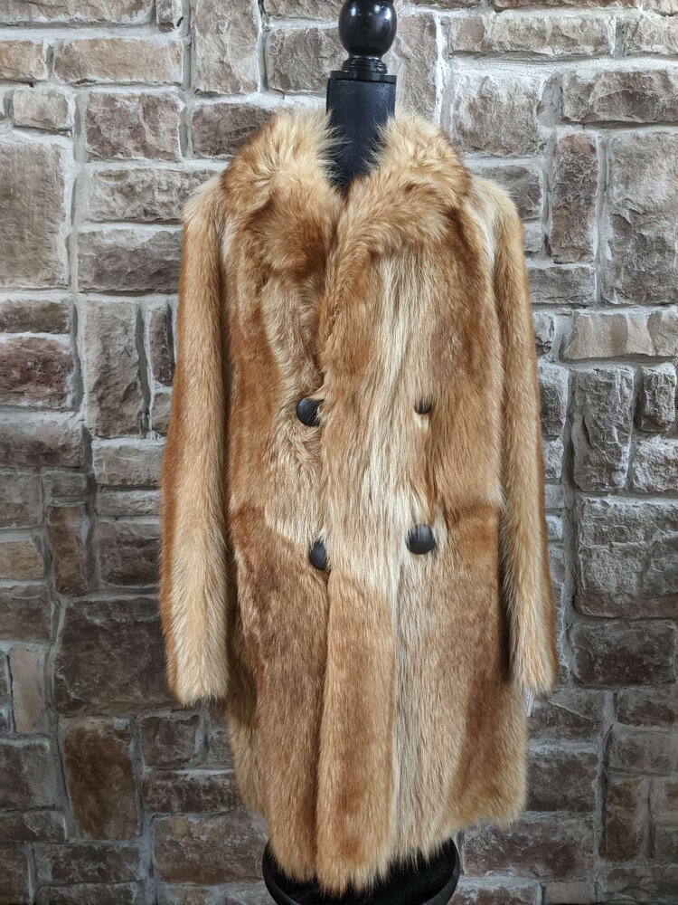 Cognac Golden Raccoon Coat, Size L