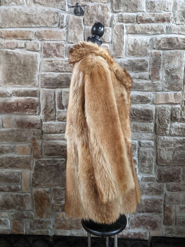 Cognac Golden Raccoon Coat, Size L