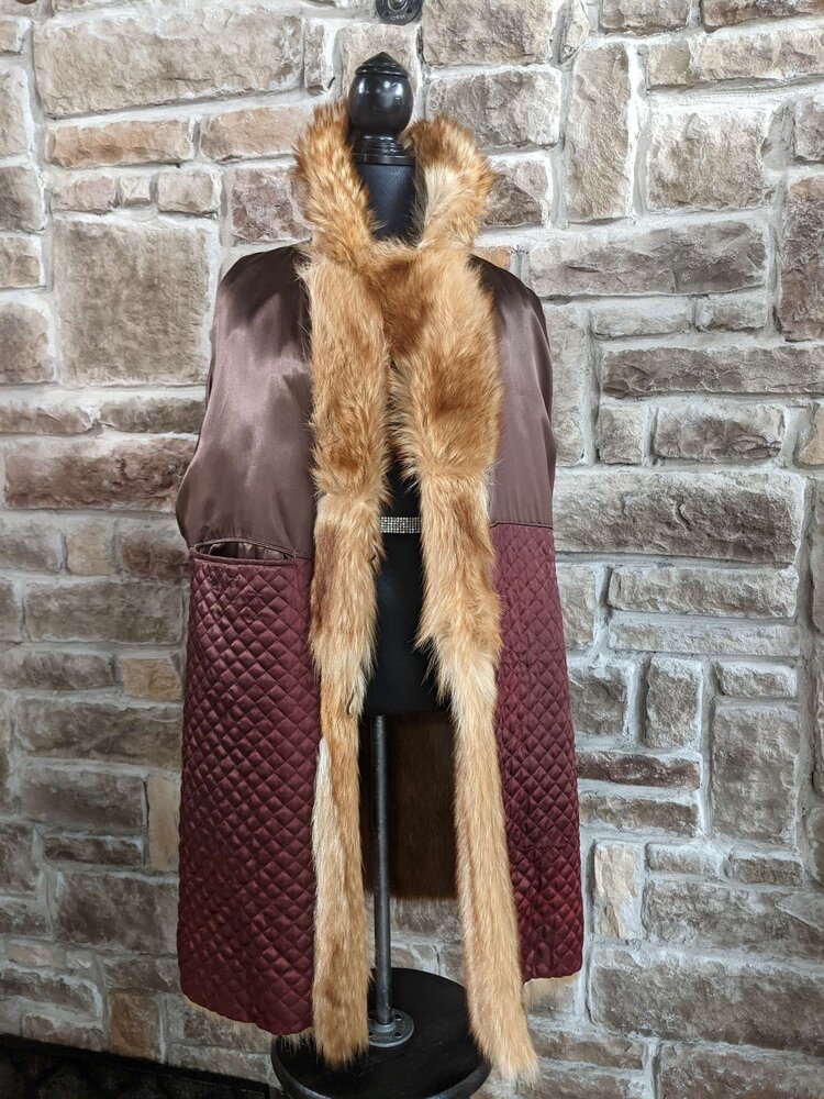 Cognac Golden Raccoon Coat, Size L