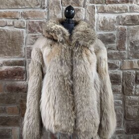 Coyote Fur Bomber Jacket, Size XL