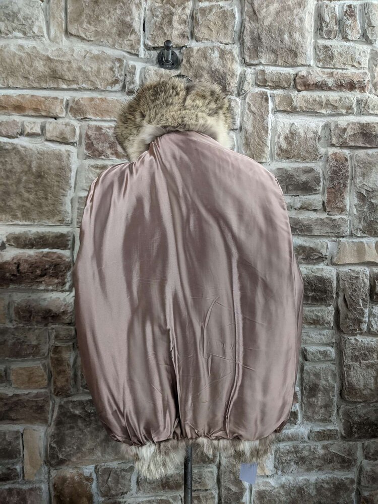Coyote Fur Bomber Jacket, Size XL