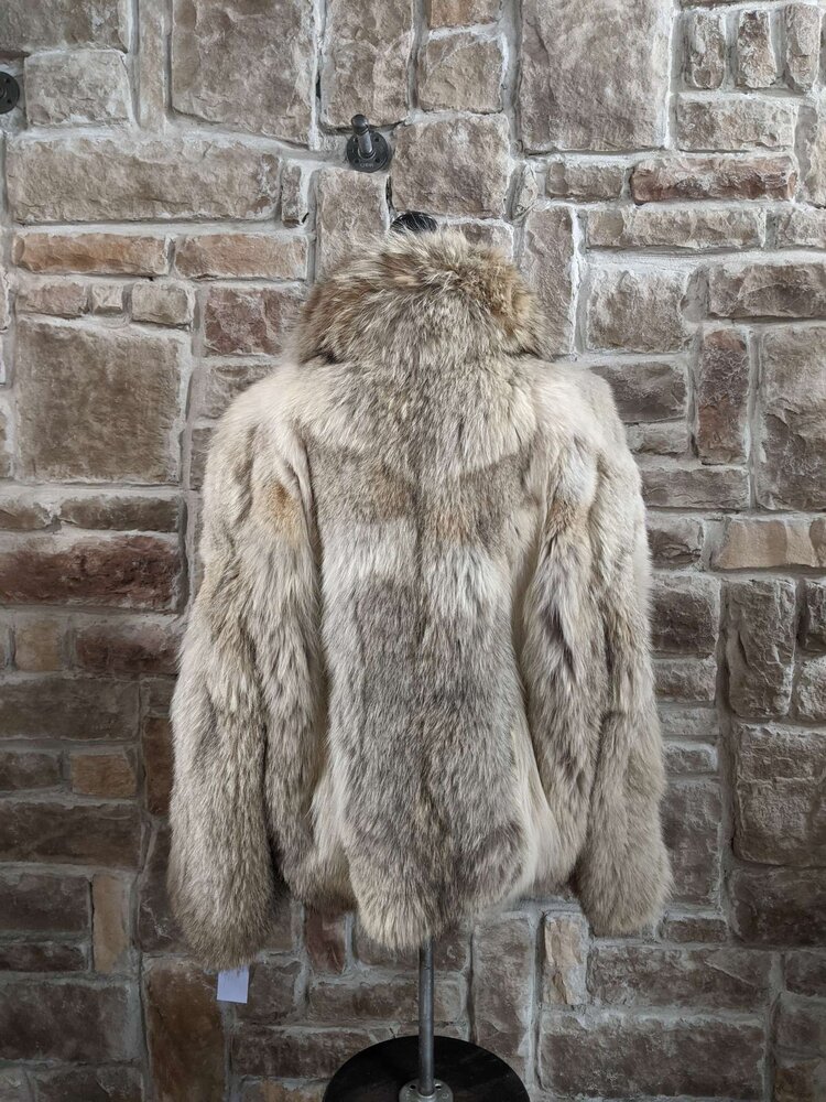 Coyote Fur Bomber Jacket, Size XL