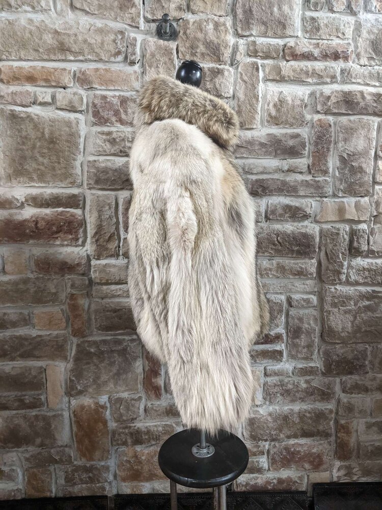 Coyote Fur Bomber Jacket, Size XL