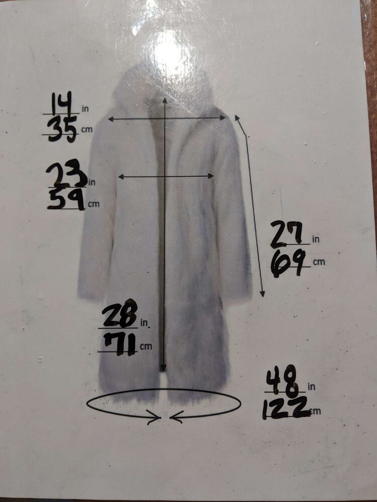 Blue Fox Corded Coat w/ Tail Collar, Size M