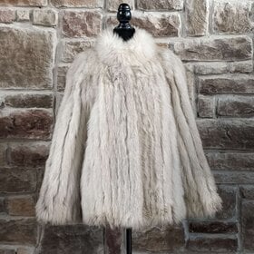 Blue Fox Corded Coat w/ Tail Collar, Size M