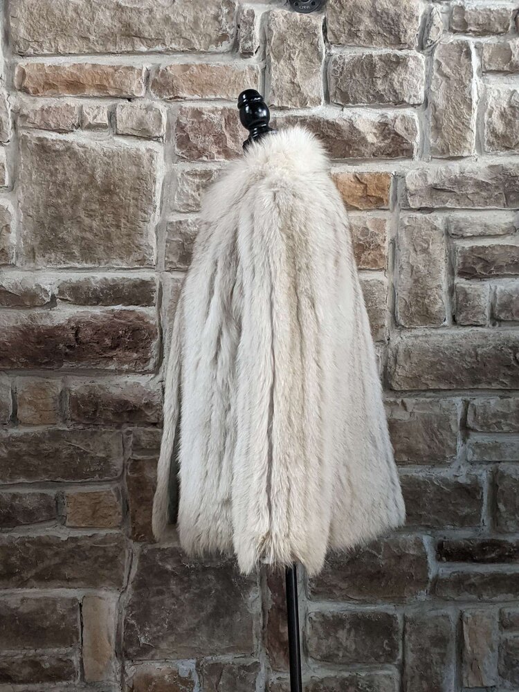 Blue Fox Corded Coat w/ Tail Collar, Size M