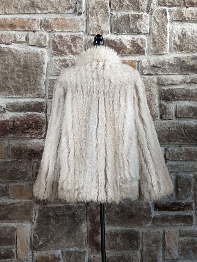 Blue Fox Corded Coat w/ Tail Collar, Size M