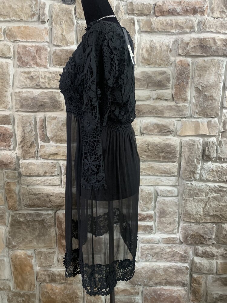 Elie Tahari Black Sheer Applique Top Dress, Size 8