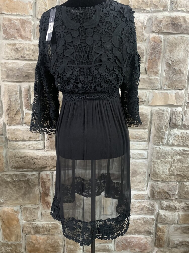 Elie Tahari Black Sheer Applique Top Dress, Size 8