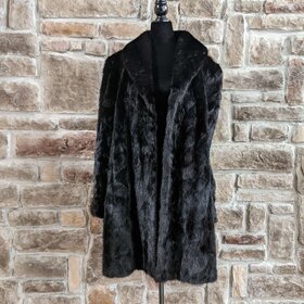 Black Mink Sections Stroller Coat, Size XXL