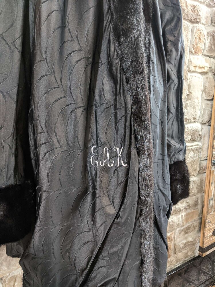 Black Mink Sections Stroller Coat, Size XXL