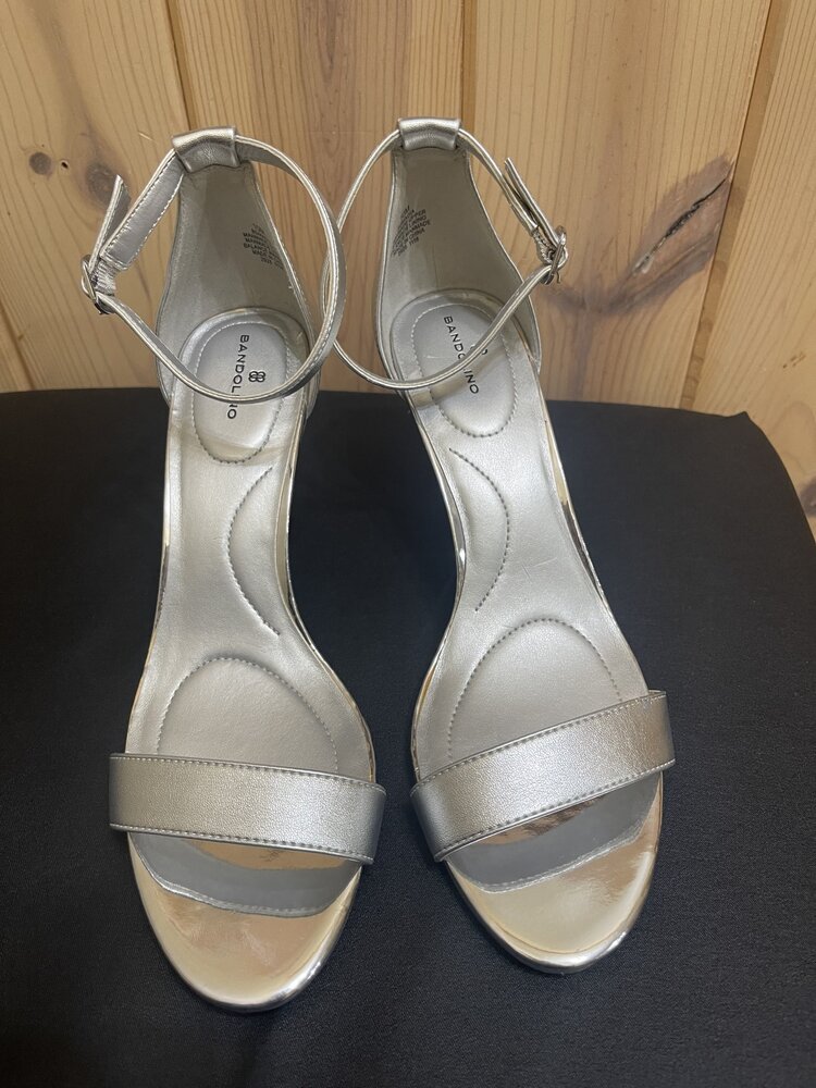 Bandolino Silver Ankle Strap Sandal, Size 10