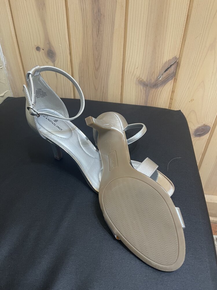 Bandolino Silver Ankle Strap Sandal, Size 10