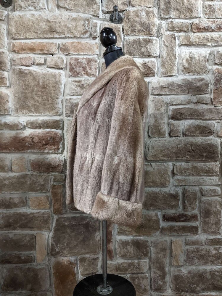 Taupe Muskrat Dyed Jacket, Size S/M