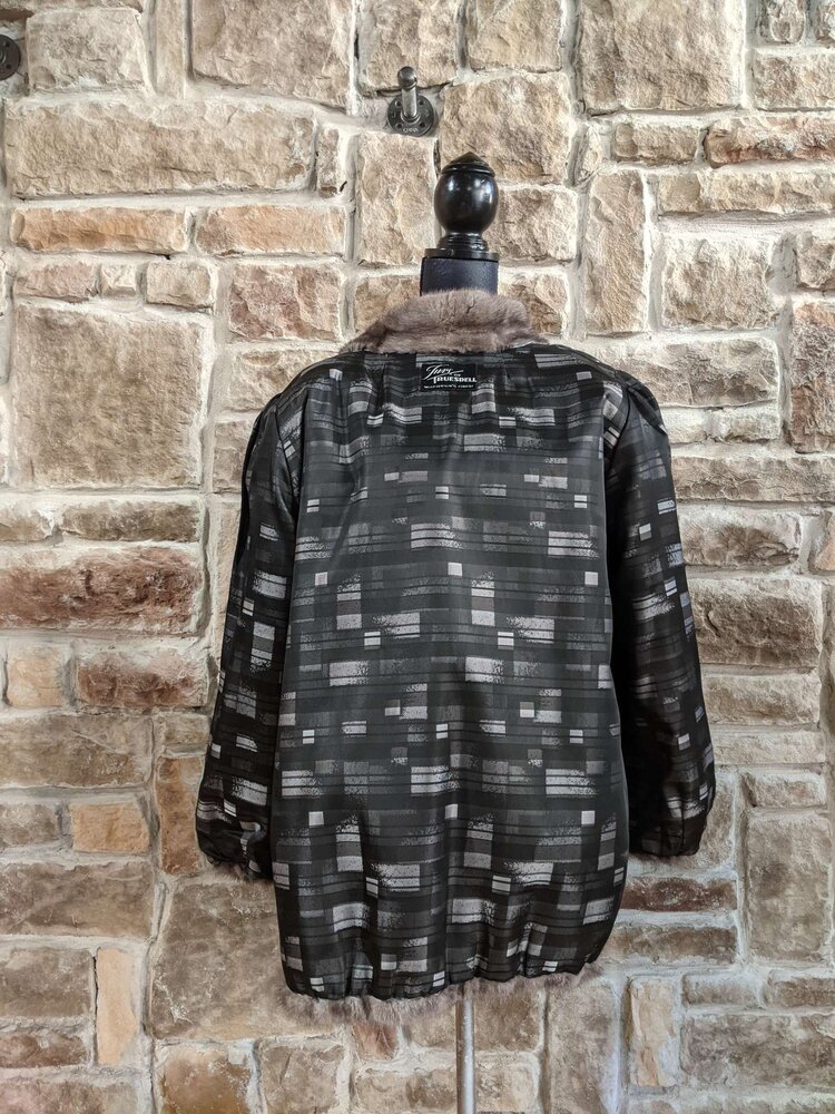 Blue Iris Mink Bomber Style Jacket w/ Zipper, Size S