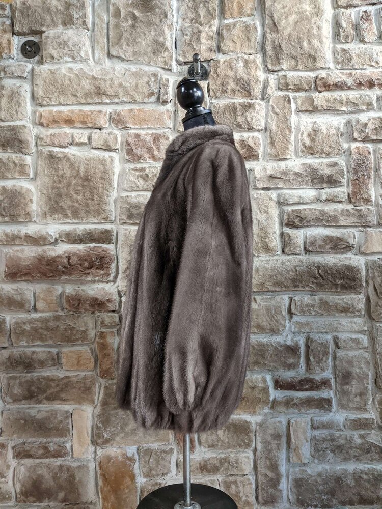 Blue Iris Mink Bomber Style Jacket w/ Zipper, Size S