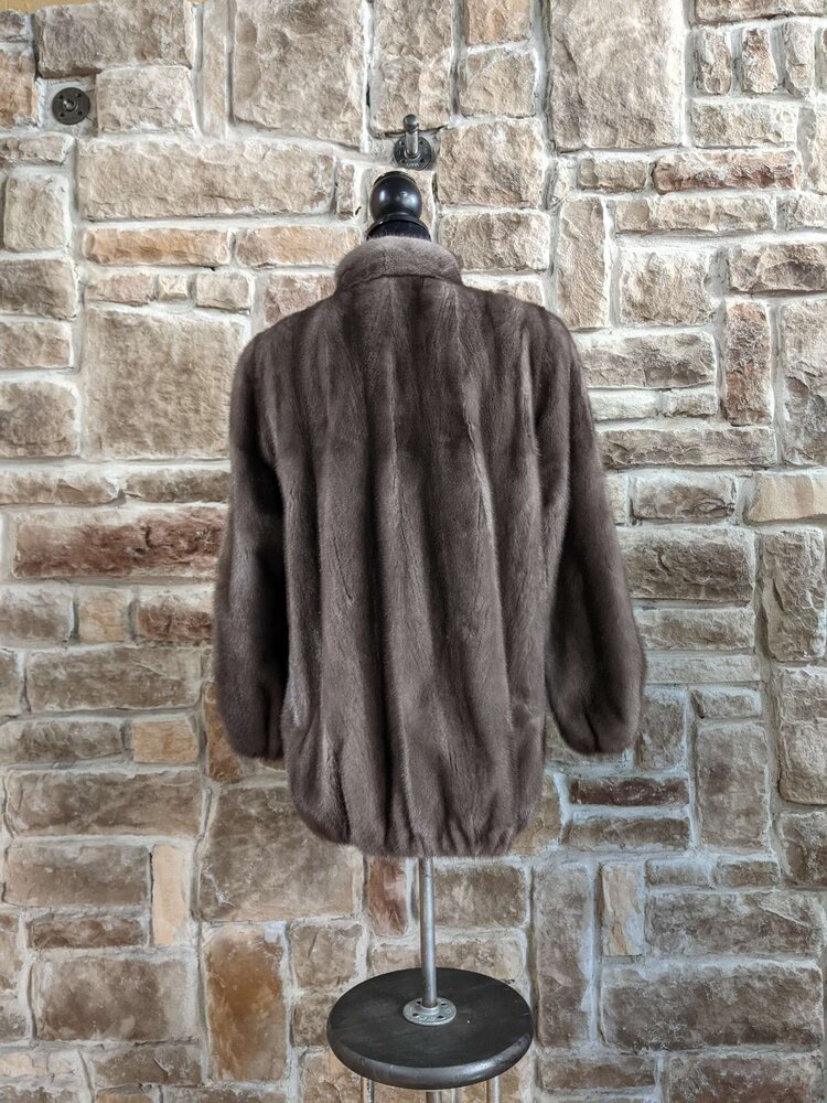 Blue Iris Mink Bomber Style Jacket w/ Zipper, Size S