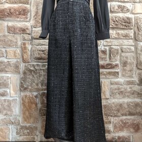 Black Tweed Wide Leg Pant