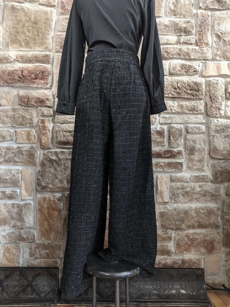 Black Tweed Wide Leg Pant