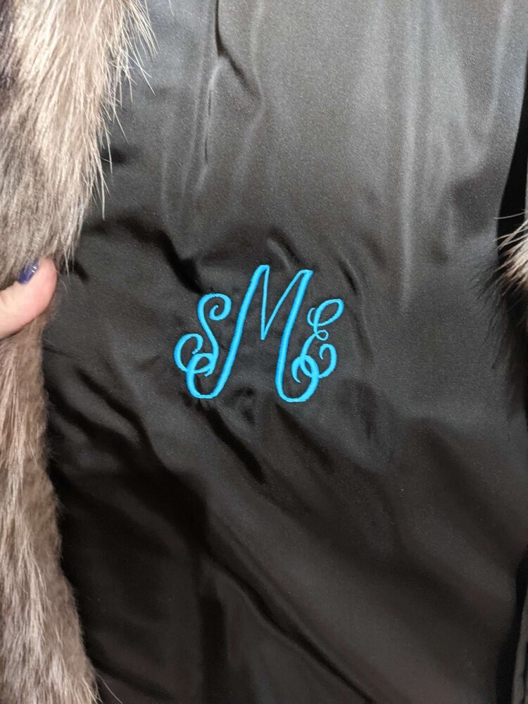 North Am Raccoon Long Coat with Rolled Cuffs, Size L