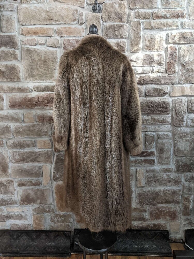 Natural Golden Brown Beaver 3/4 Coat, Size S