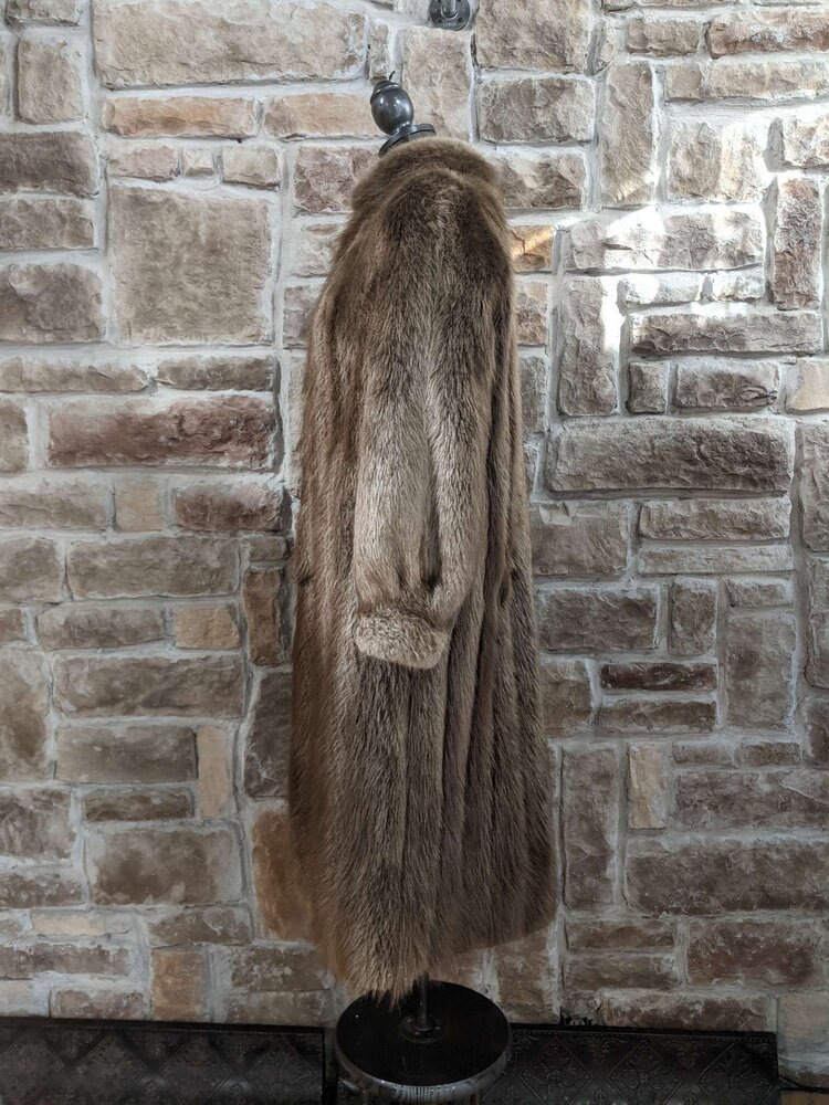 Natural Golden Brown Beaver 3/4 Coat, Size S