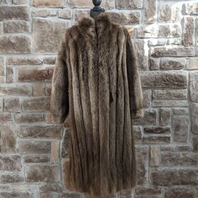 Natural Golden Brown Beaver 3/4 Coat, Size S