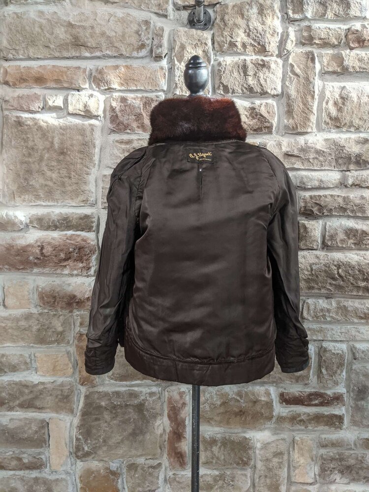 Mahogany Mink Jacket with Leather Trim, Size S