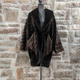 Brown Two Tone Geometric Design Mink, Size XL