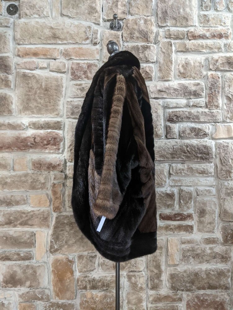 Brown Two Tone Geometric Design Mink, Size XL