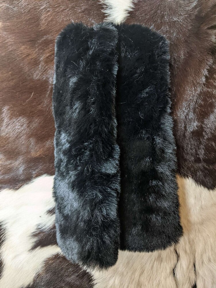 Black Faux Rabbit Fur Seatbelt Covers
