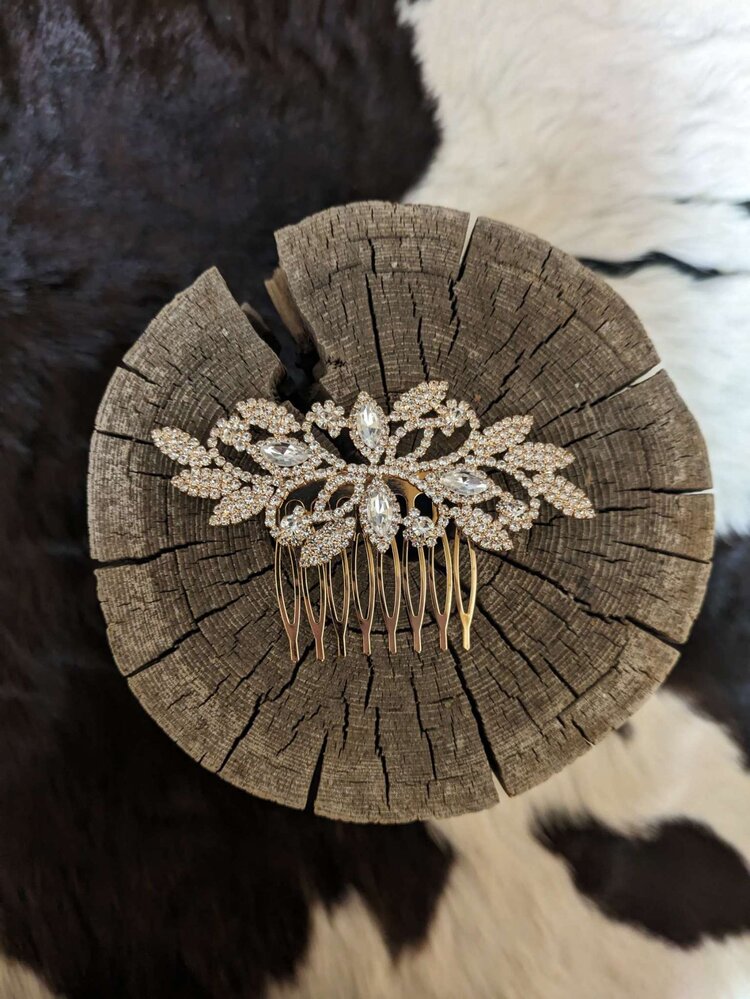 Gold Marquise Leaf Hair Comb