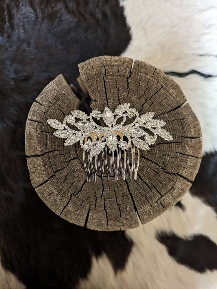 Silver Marquise Leaf Hair Comb