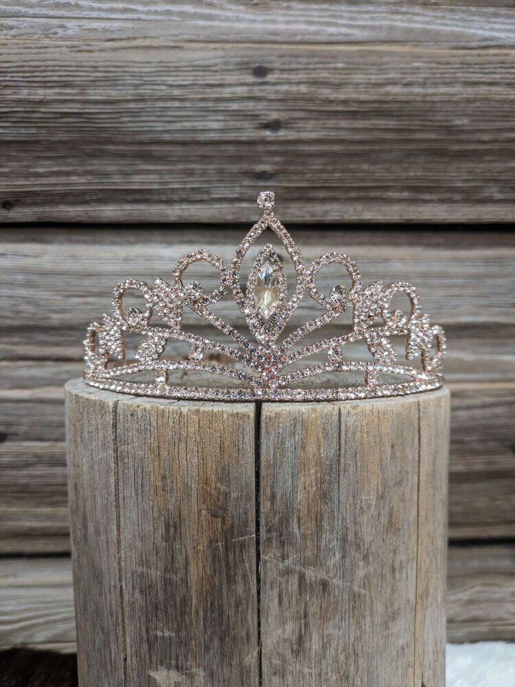 Rose Gold Rhinestone Tiara