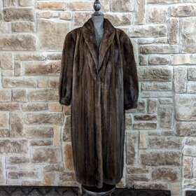 Black Mink With Straight Cut and Notched Collar, Size L