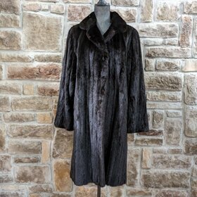 Dark Ranch Mink With Notched Lapel and Rolled Cuffs, Size XL