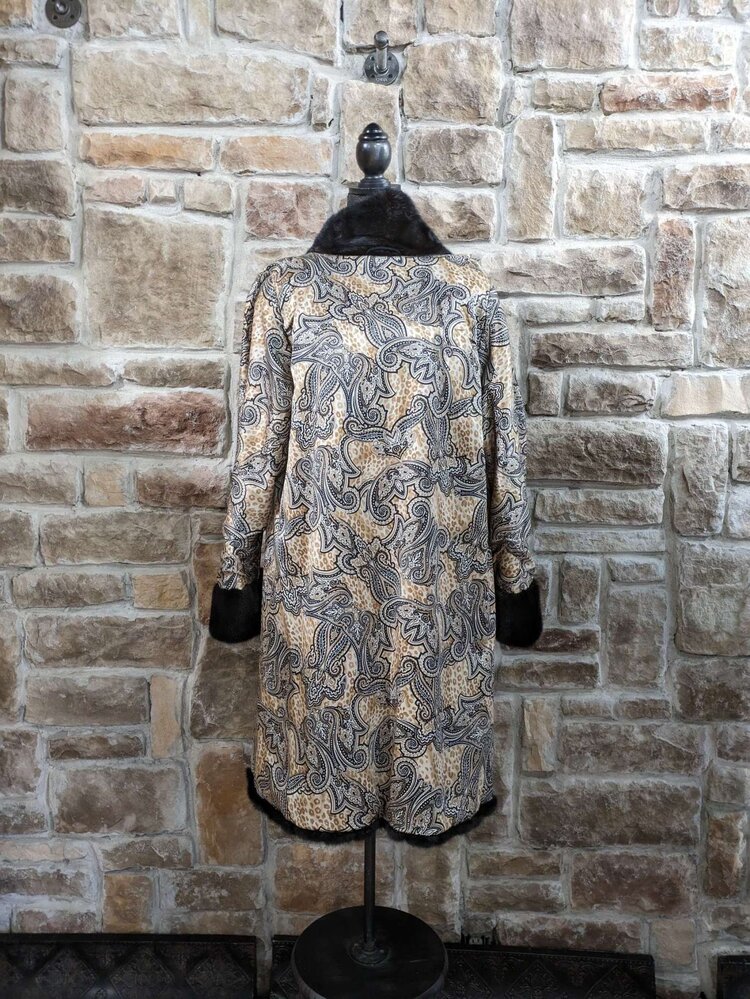 Dark Ranch Mink With Notched Lapel and Rolled Cuffs, Size XL