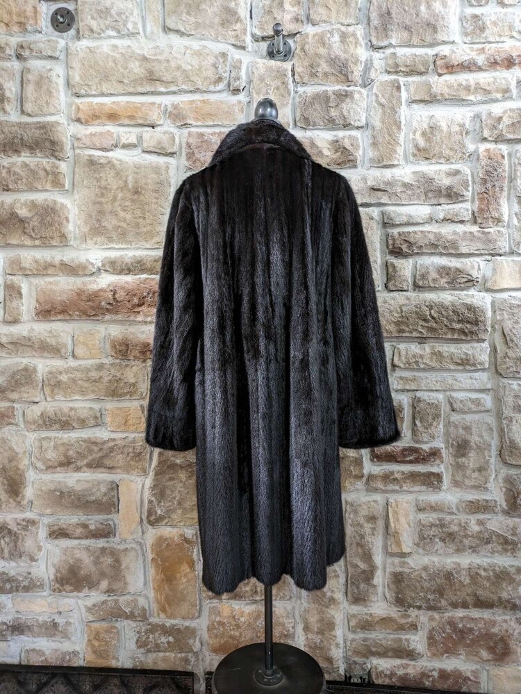 Dark Ranch Mink With Notched Lapel and Rolled Cuffs, Size XL