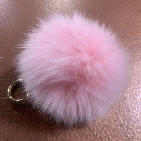 Pink Fox Pom Ball Keychain